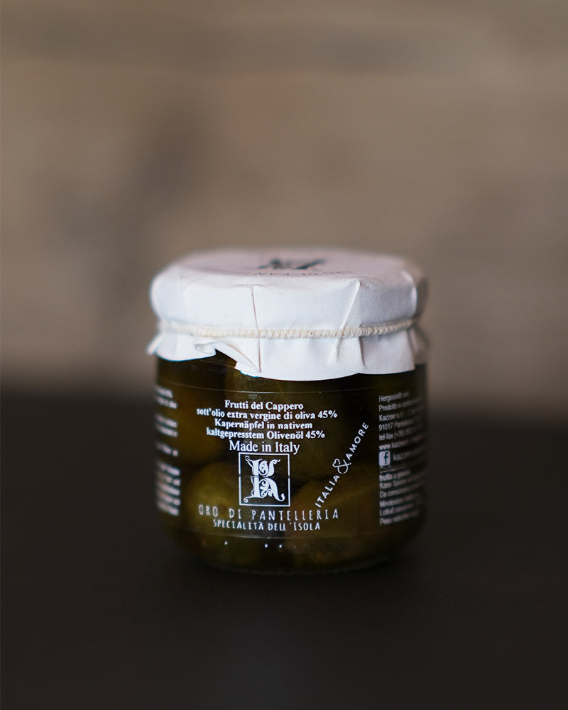 Kapernäpfel aus Pantelleria in nativen kaltgepresstem Olivenöl 90 g